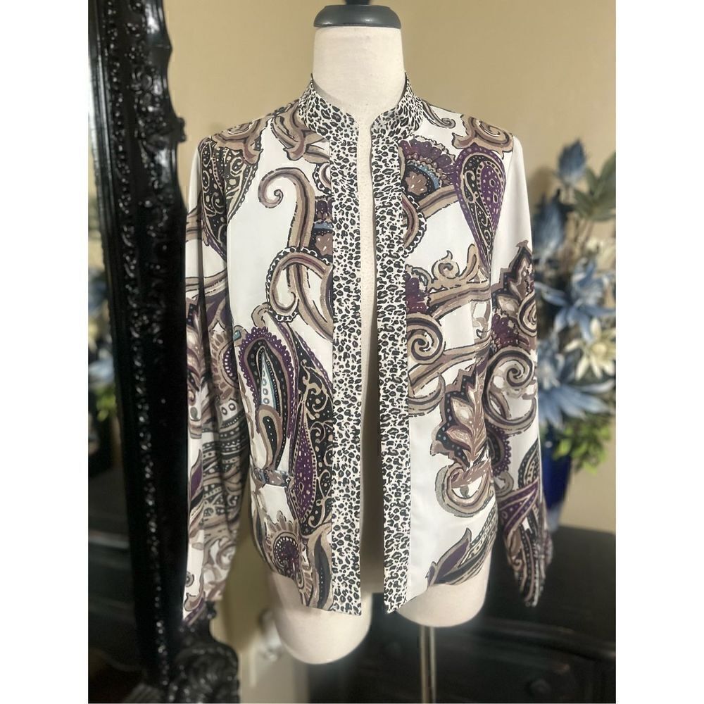 Chico's Animal Print Long Sleeve Jacket Blazer Shrug  Size 0